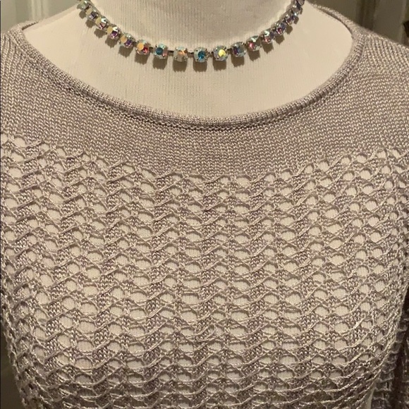 Light gray Ann Taylor open weave sweater - Picture 2 of 8